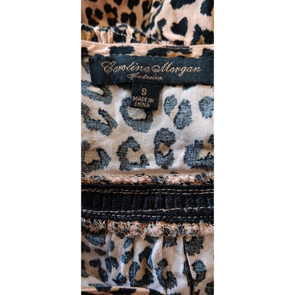 Caroline Morgan Black/Beige Leopard Print Button-Up Dress Lace Accents, Sm - Picture 6 of 6